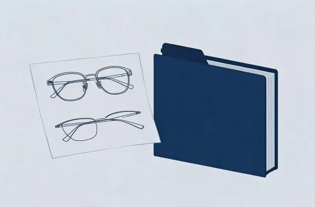 Illustration of a metal frame brief handing off to a quotation folder