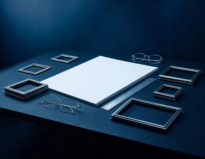 Custom metal frames prepared for artwork display review